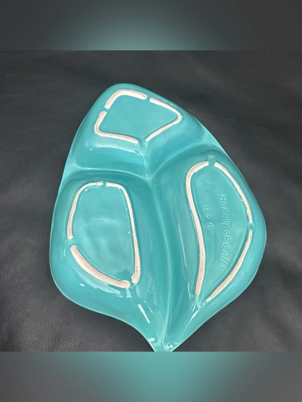 Hoenig Of California Turquoise Tulip Platter Dish Easter Spring Vintage USA Made